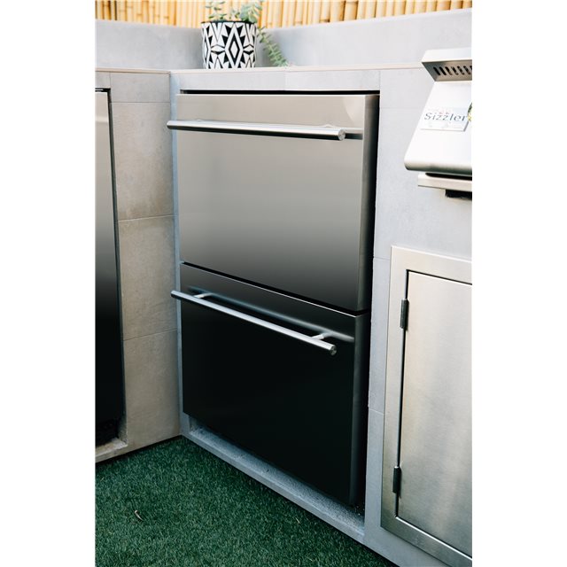 TrueFlame 24-Inch 5.3 Cu. Ft. Deluxe Outdoor Rated 2-Drawer Refrigerator (AMD-RFR-24D-R-A)